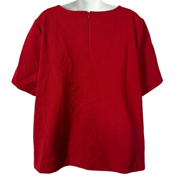 Talbots Womens Petite Red Ponte Knit Rhinestone Stretch Short Sleeve Top 3XP - Picture 12 of 14